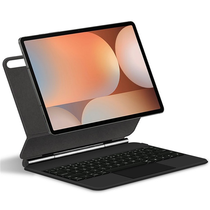 Etui cu tastatura Bluetooth si touchpad pentru Samsung Galaxy Tab S10+/S9+/S9 FE+/S8+/S7 FE, negru, set complet