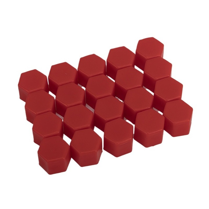 Piros szilikon gumi kupak készlet, csapokhoz/anyákhoz, 17 MM, Gyors szerszám nélküli beszerelés, Hosszú élettartam, Környezetbarát, Kopásálló bevonat, Esztétika javítása, Könnyű kezelhetőség, Javított súrlódáscsökkentés