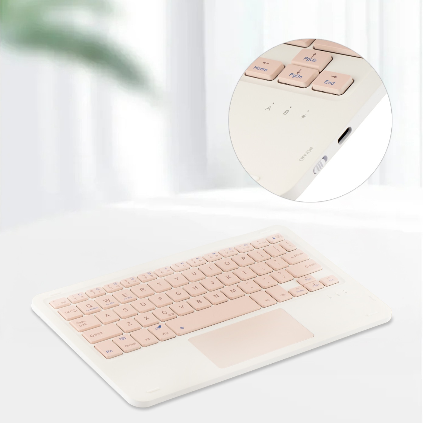 Husa 3 in 1 cu tastatura Bluetooth si touchpad pentru Lenovo Tab K11 Plus, roz, 27,5x18,3x2cm