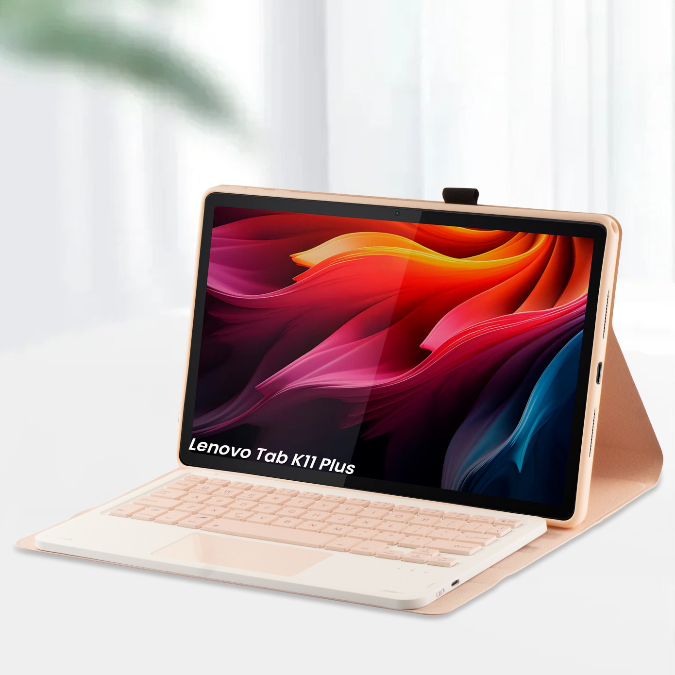 Husa 3 in 1 cu tastatura Bluetooth si touchpad pentru Lenovo Tab K11 Plus, roz, 27,5x18,3x2cm