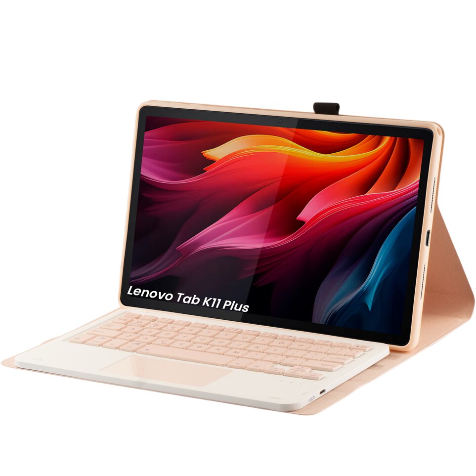 Husa 3 in 1 cu tastatura Bluetooth si touchpad pentru Lenovo Tab K11 Plus, roz, 27,5x18,3x2cm