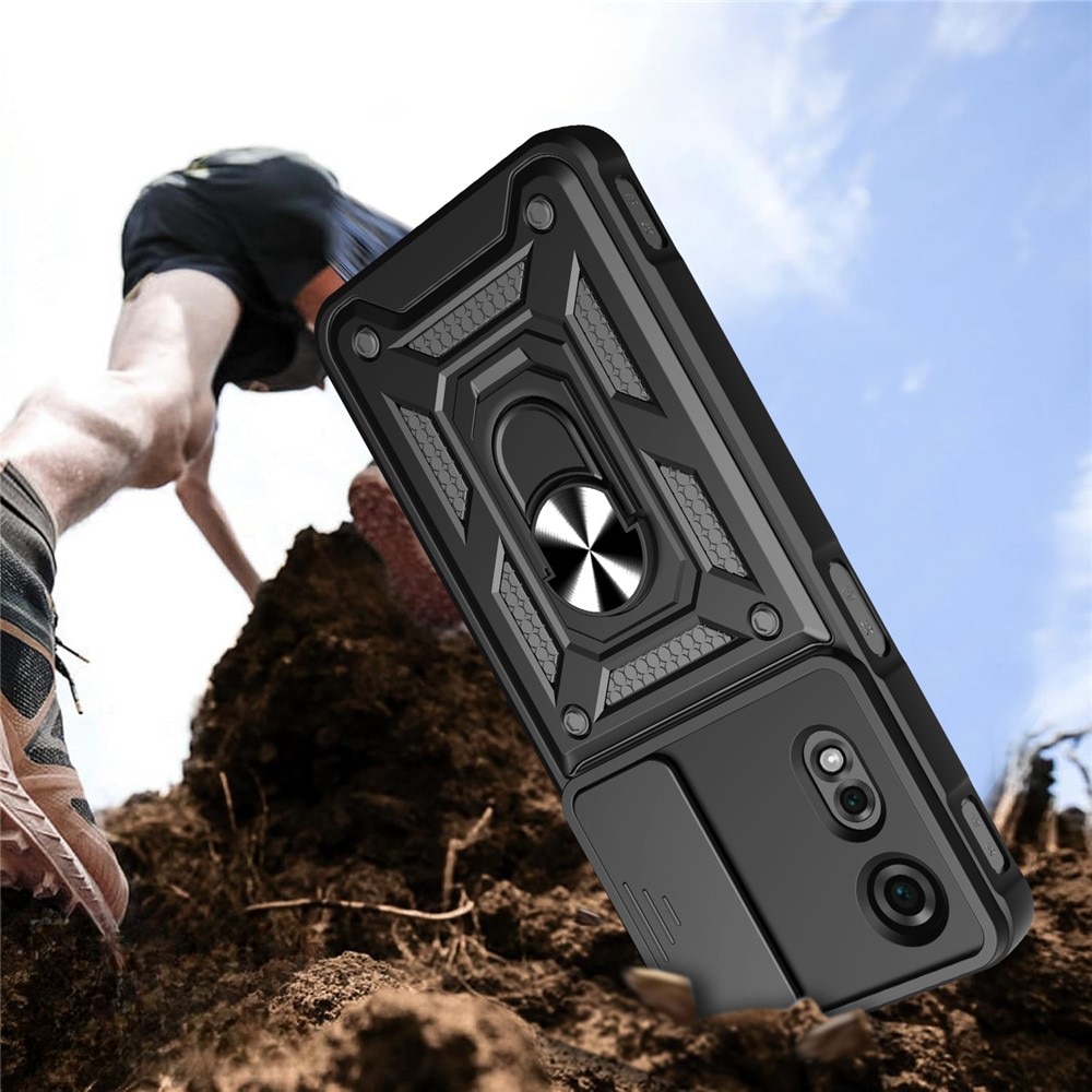 Husa telefon XGSM pentru Nubia Neo 2 5G, CamShield Slide, neagra, cu suport integrat si maner magnetic