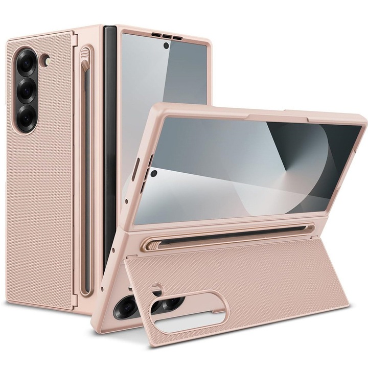 Husa pentru Samsung Galaxy Z Fold6 5G, XGSM, protectie completa, suport integrat, aurie