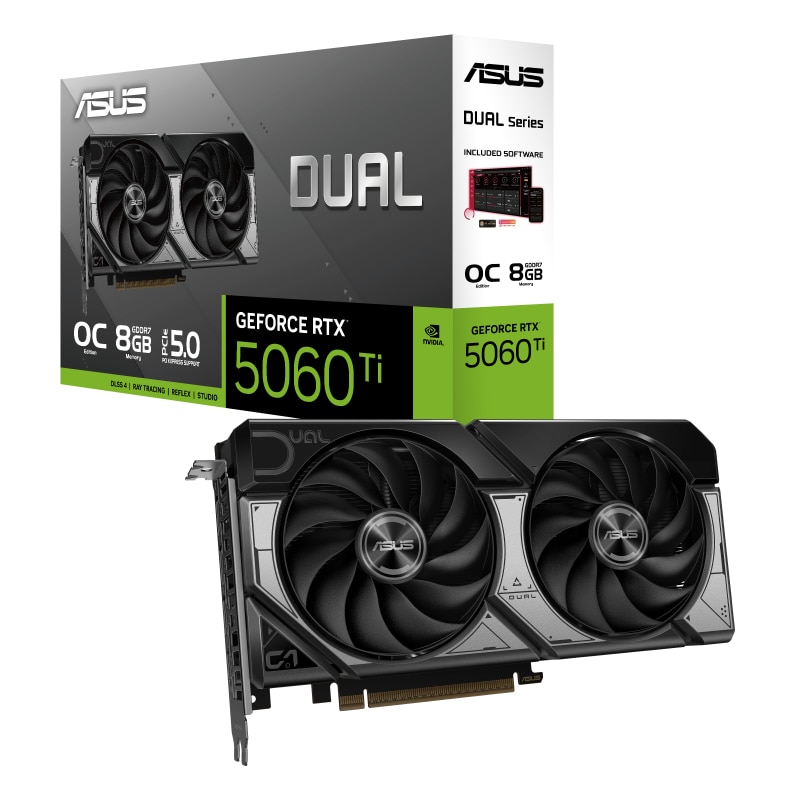 Placa Video ASUS DUAL RTX 5060 Ti OC, 8GB GDDR7, 128-bit