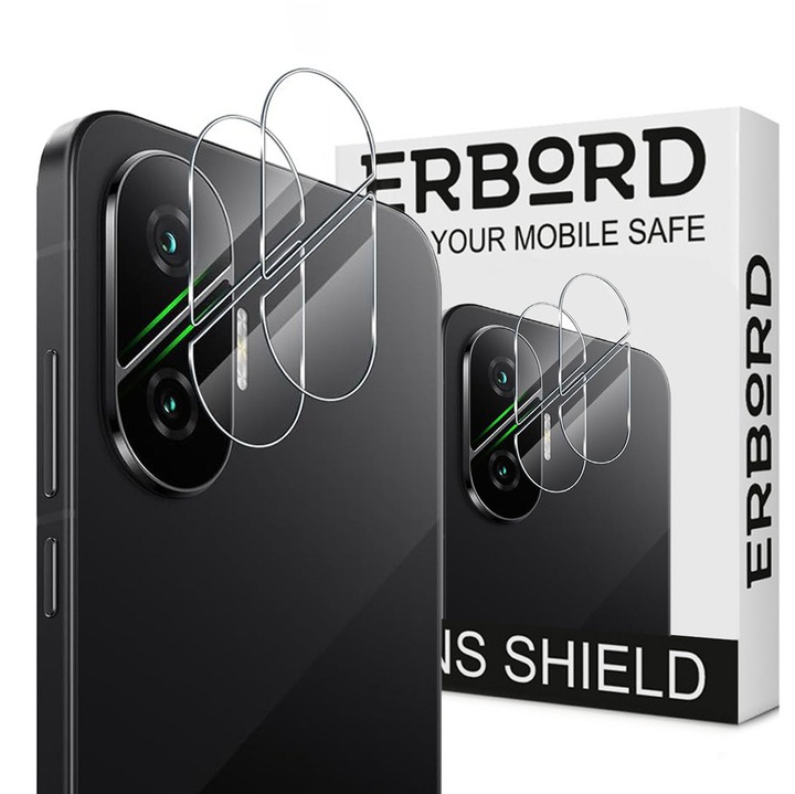 Set 2x Folii protectie ERBORD pentru aparat Xiaomi Poco F7 5G, transparent, 9H