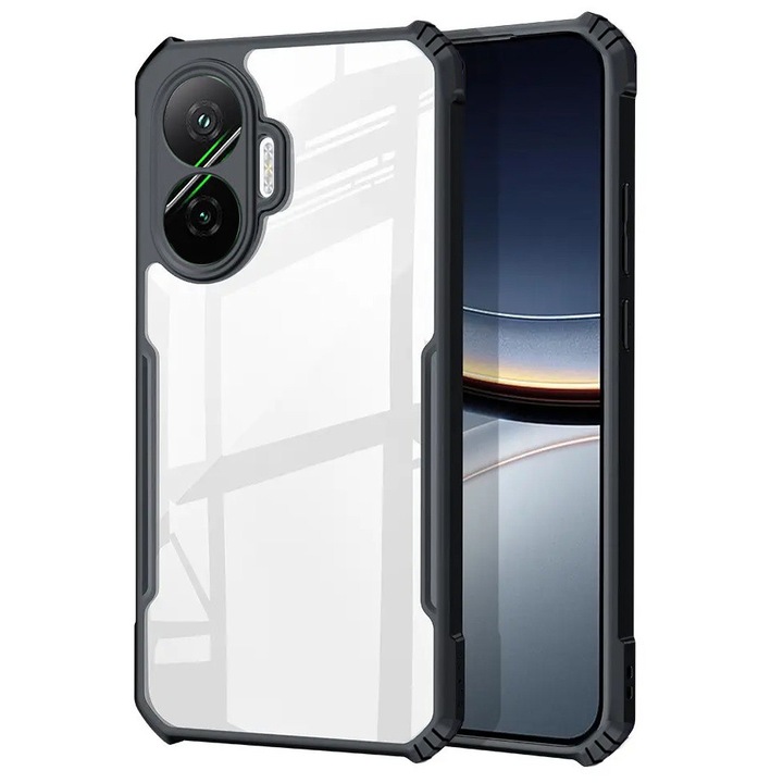 Husa telefon ERBORD pentru Xiaomi Poco F7 5G, AntiDrop Hybrid, neagra, dimensiuni precise