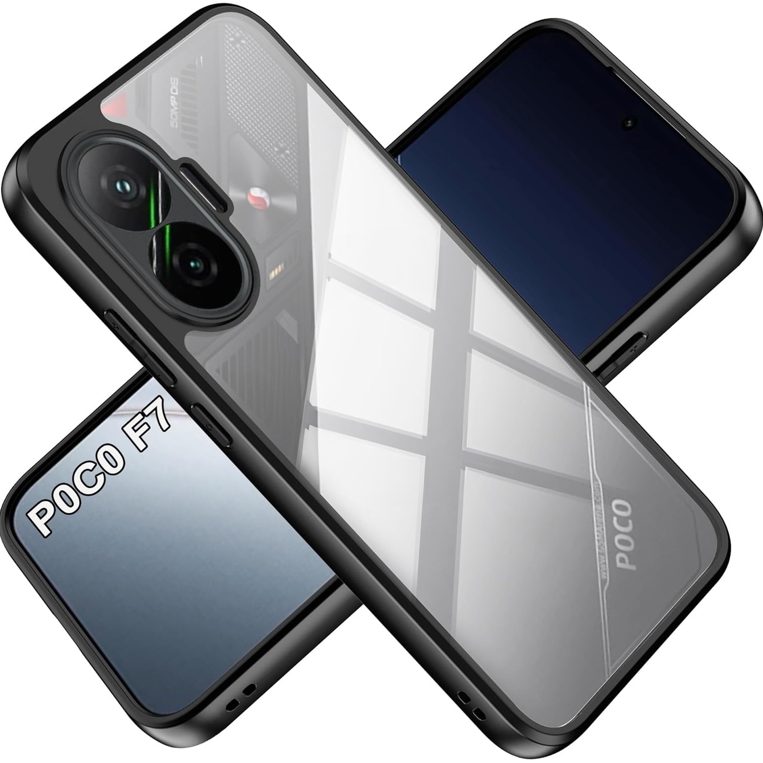 Etui hibrid pentru Xiaomi Poco F7 5G, XGSM, transparent, poliweglan + TPU, protectie ecran si camera
