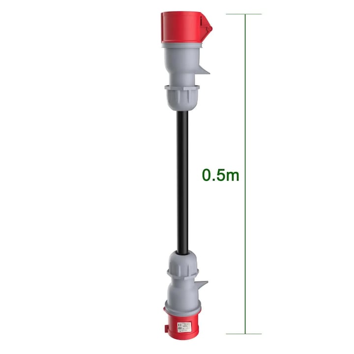 Adaptor incarcare Tesla, CEE 32A masculin la 16A feminin, cablu 0.5m, 5 pini, IP44, pentru retele electrice trifazate 400V