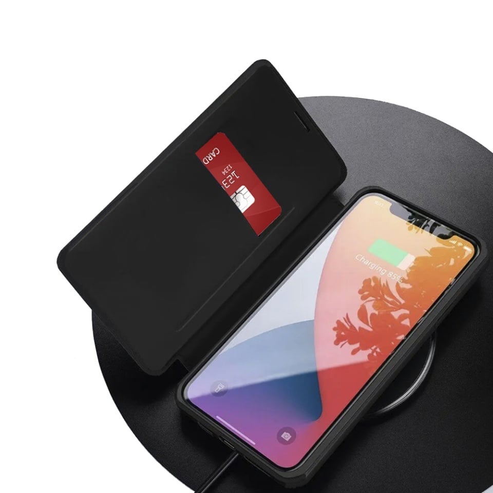 Husa pentru Samsung Galaxy A17 5G, SKYDDAR INNOVATION, Magskin Book, tip Carte cu Portofel Interior, set cu sticker, Negru