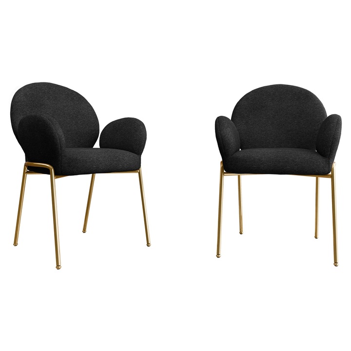 Set 2 scaune tapitate Archie DC-1261/GL, MIRJAN 24, negru + auriu, 64x63x86 cm