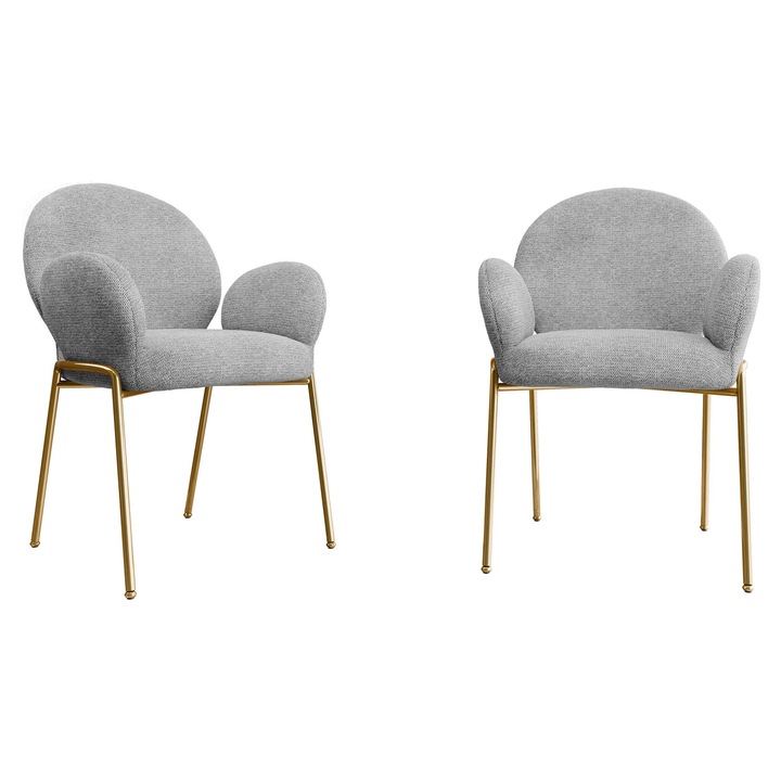 Set 2 scaune tapitate Archie DC-1261/GL, MIRJAN 24, gri + auriu, 64x63x86 cm