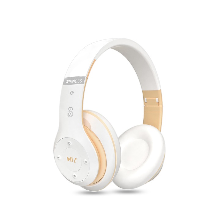 Herusi Over Ear fejhallgató, összecsukható, fehér, 40 óra, 3.5mm, Bluetooth 5.0