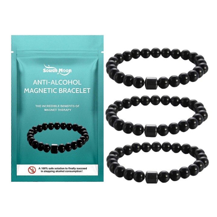 Set 3 bratari magnetice anti-alcool, reducerea consumului de alcool, terapie magnetica, barbati