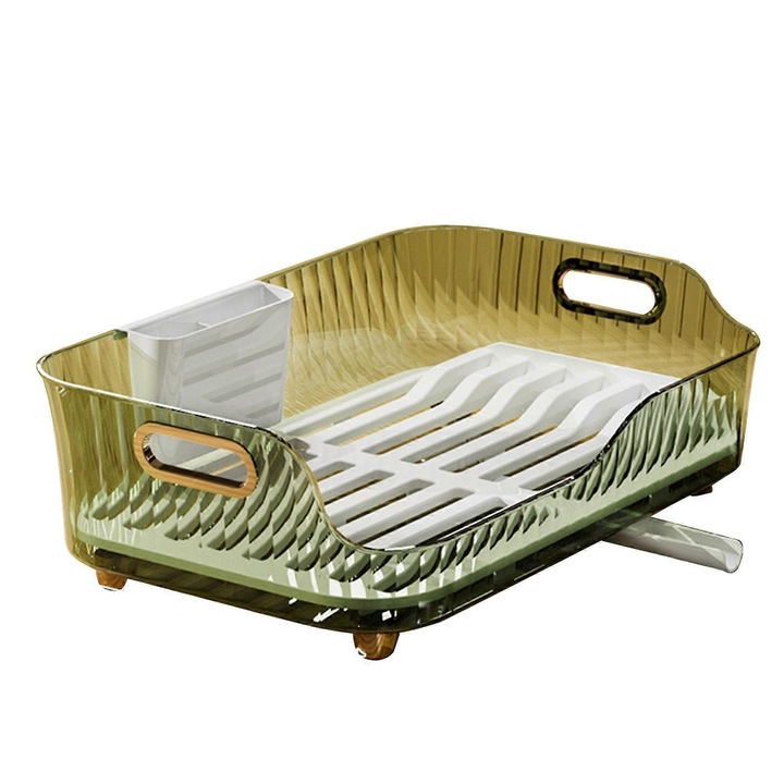 Scurgator vase, verde transparent, din plastic, cu suport pentru boluri si betisoare, capacitate mare