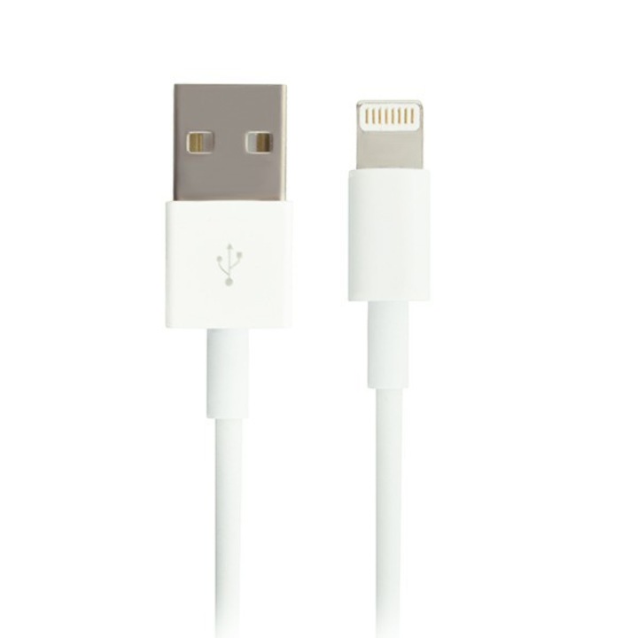 Cablu USB pentru iPhone, 2m, alb, compatibil cu iPhone 5 si iPad 4