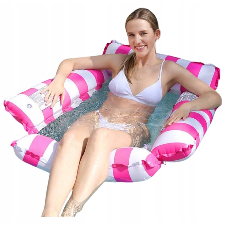 Saltea gonflabila, hamac gonflabil, 123x120cm, pentru inot, usor, practic, perfect, Multi-color, set includes: hammock, Material: PVC, ce permite scufundarea, tetiera gonflabila, suport pentru picioare gonflabil, ideal pentru citit sau savurat bauturi