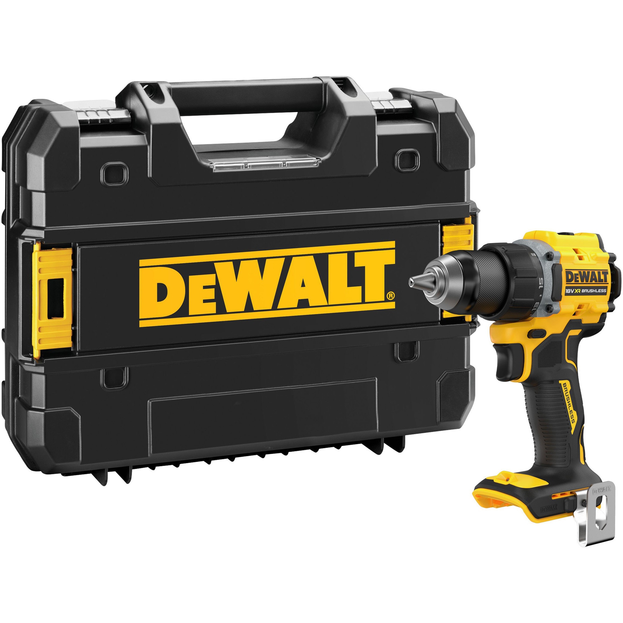 Masina compacta de gaurit si insurubat (bormasina) pe acumulator DeWALT DCD794NT, motor fara perii, 18V XR, cuplu 74 Nm, 2 viteze, iluminare LED, corp slim 15 cm, cutie transport d