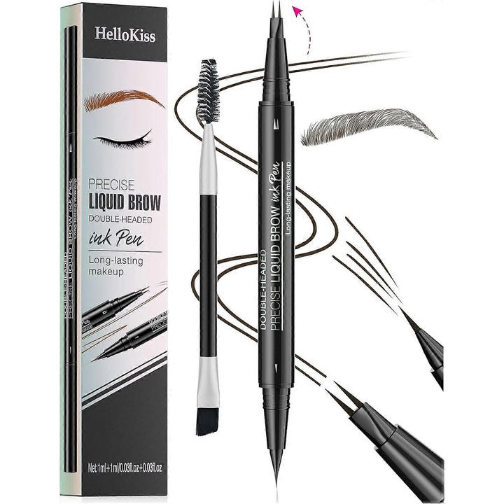 Creion sprancene dual cu microblading, 2 in 1, rezistent la apa