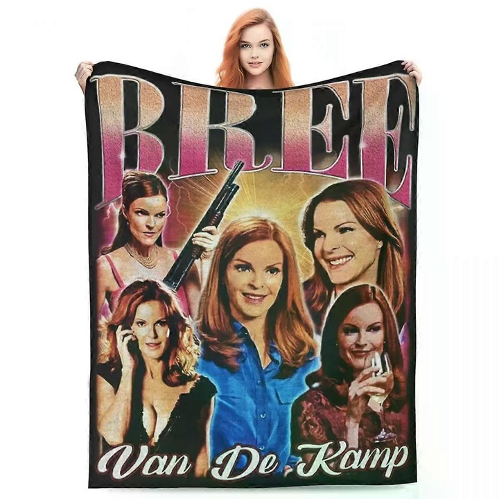Patura din flanel, 125x100cm, multicolor, pentru canapea, usor de intretinut, cu imprimeu Bree Van De Kamp Bootleg
