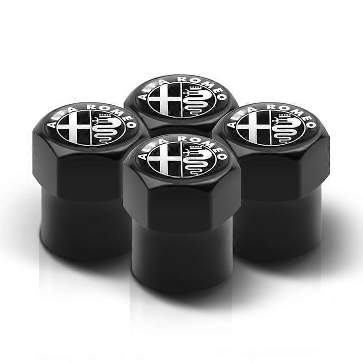 Комплект 4 алуминиеви капачки за вентили на гуми, за Alfa Romeo Giulia Giulietta 159 156 Mito Stelvio 147