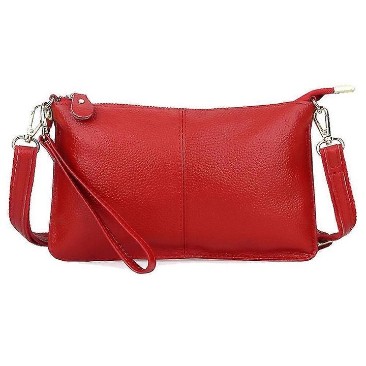 Női válltáska, piros, marhabőrből, sokoldalú kialakítás