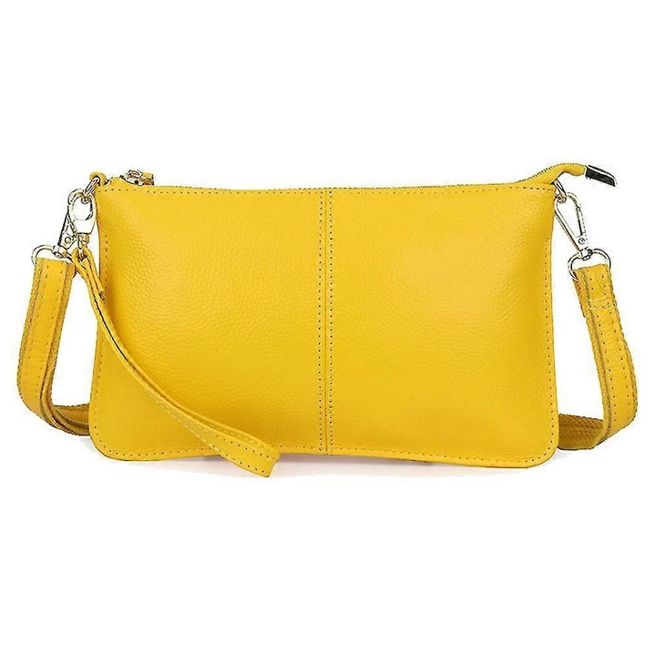 Női válltáska, sárga, marhabőrből