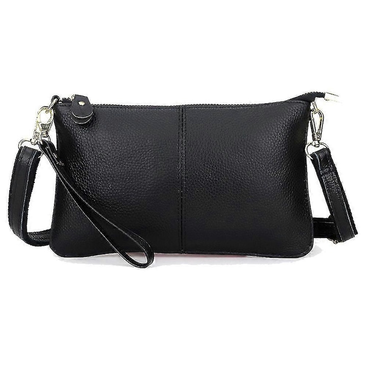 Női válltáska, fekete, marhabőrből