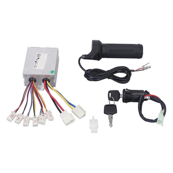 Kit controler electric 24V 500W cu maneta de acceleratie pentru biciclete electrice si trotinete, prindere confortabila, instalare usoara