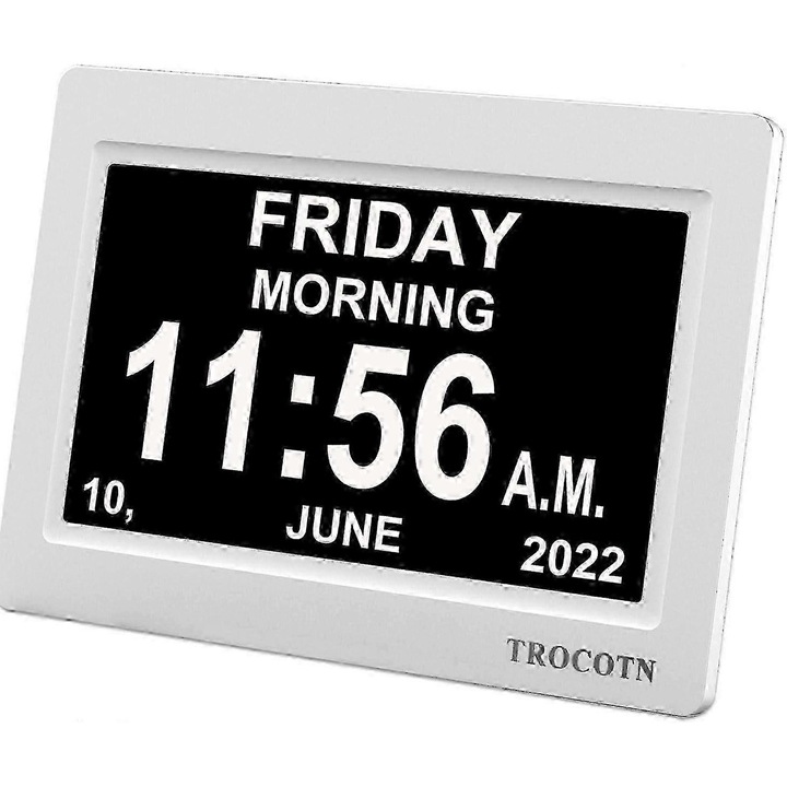 Ceas digital 7 inch, display cu data si ziua saptamanii, 12 moduri de alarma, auto-dimare, multicolor