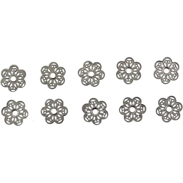 Fém díszítőelem, virág 1, 6cm, 10 db/csomag