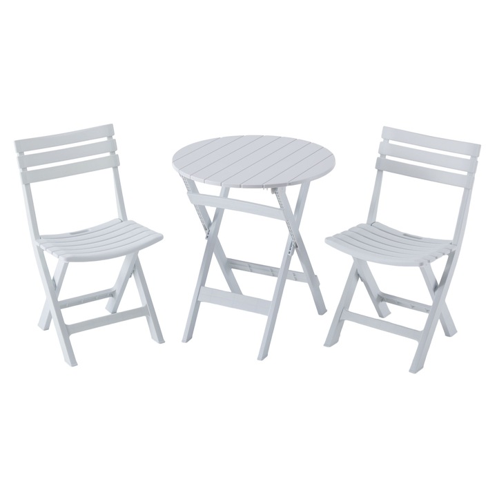 Set mobilier gradina/terasa 2 scaune si masa, Maison Mex ICARDI, alb