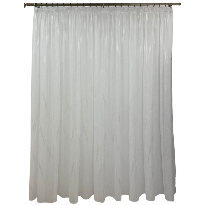 Perdea brodata mecanic, cu rejansa, culoare alba, din colectia "Joc de linii" by Liz Line, 350x245cm PD05735