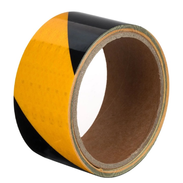 Banda reflectorizanta, Galben - Negru, 3m x 5cm