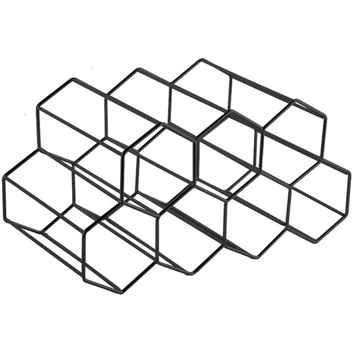 Suport metalic pentru sticle de vin ComResi metal, 7 sticle, 1x1x1cm, negru