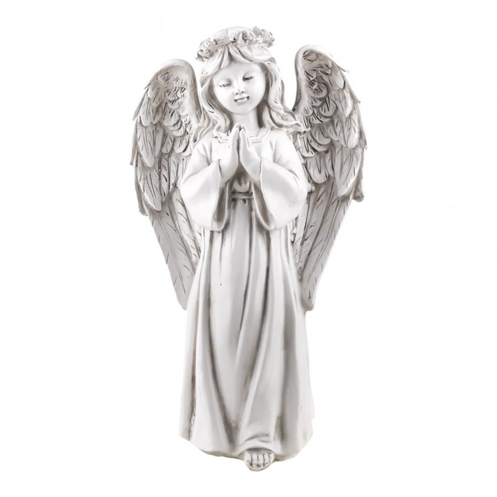 Înger decorativ, rășină, alb, 24x41cm