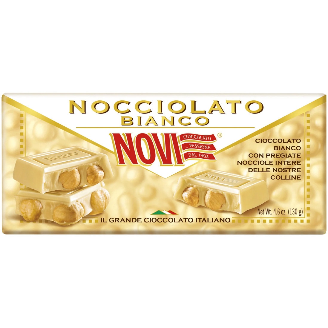 Ciocolata alba cu alune intregi, fara gluten 130g