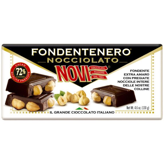 Ciocolata extra neagra cu 72% cacao, cu alune intregi 130 g