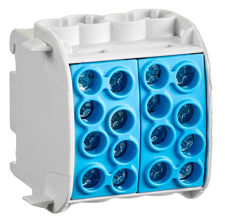 Clema de derivatie izolata Cu-Al 35mmp 4 intrari - 4 iesiri albastru Schrack