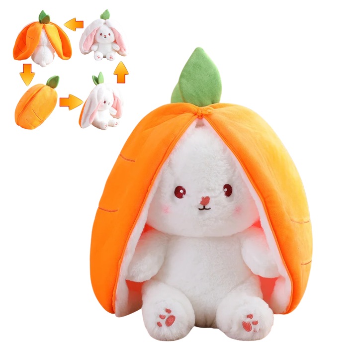 DrKala® Epres Nyuszi Plüss Játék, 25 cm, Narancssárga – Puha, Bársonyos, Bolyhos Párna, Hipoallergén Töltet, Ideális Ajándék Gyermekeknek és Felnőtteknek