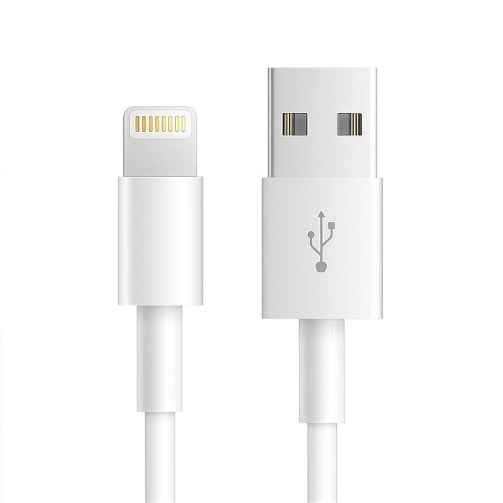 Gyors Töltőkábel, USB-A - Lightning, 2.4A, 1m, Fehér