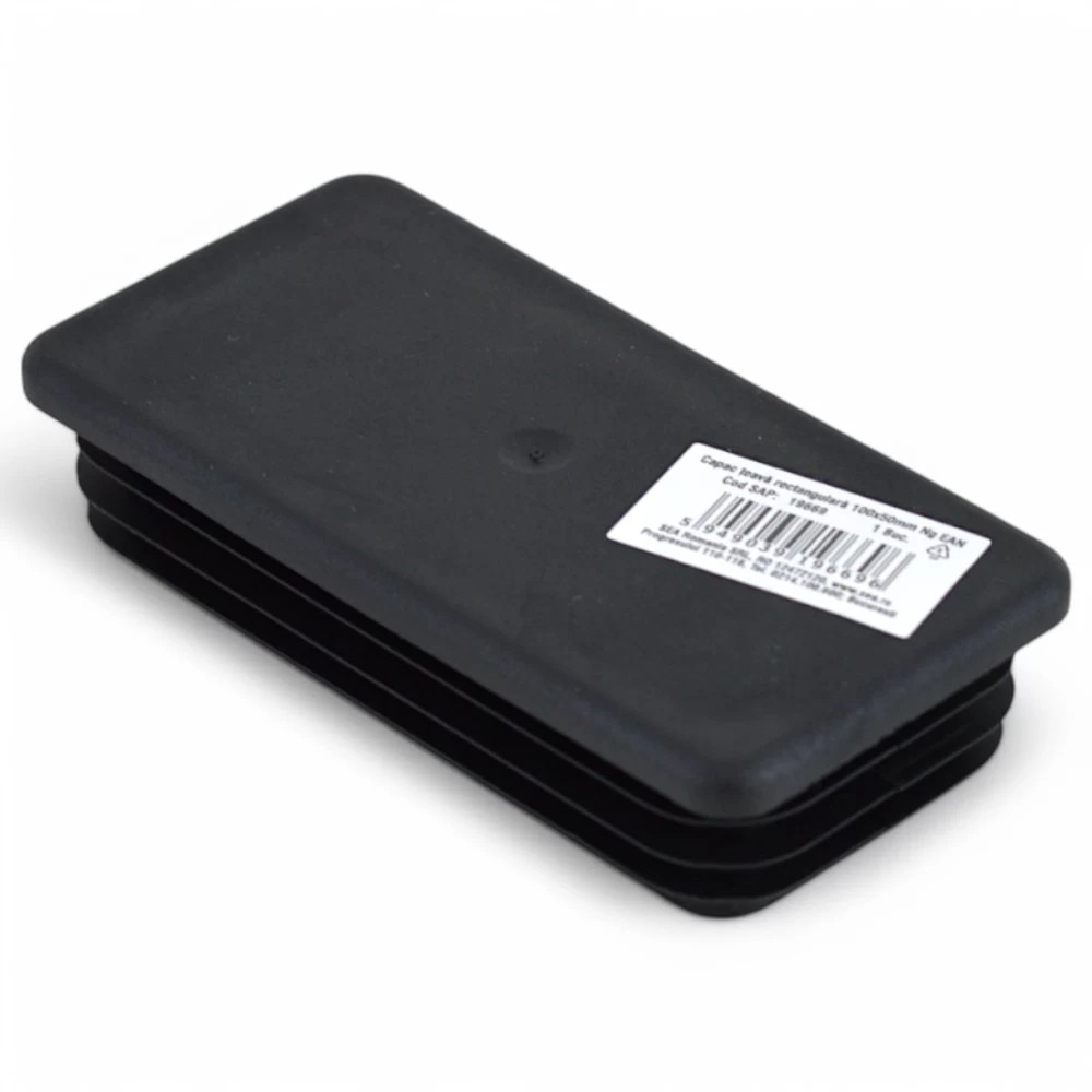 Set 10 buc, Capac plastic, teava rectangulara, 100x50 mm, Negru, Easy ...