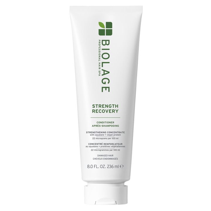 Balsam reparator Biolage Strength Recovery, cu squalan de masline si proteine vegane, pentru par deteriorat si fragil, 236ml