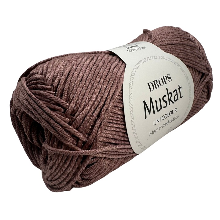 Fir de tricotat si crosetat DROPS Muskat - 100% bumbac egiptean mercerizat, sigur pentru copii, Maro Mediu, 50g/100m