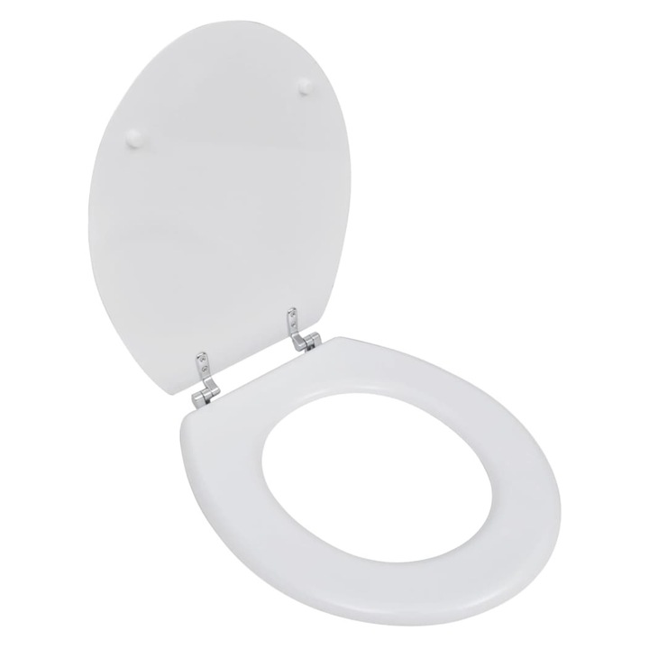 Capac toaleta PROGETTO CASA MDF oval, balamale metalice cromate, dimensiuni universale