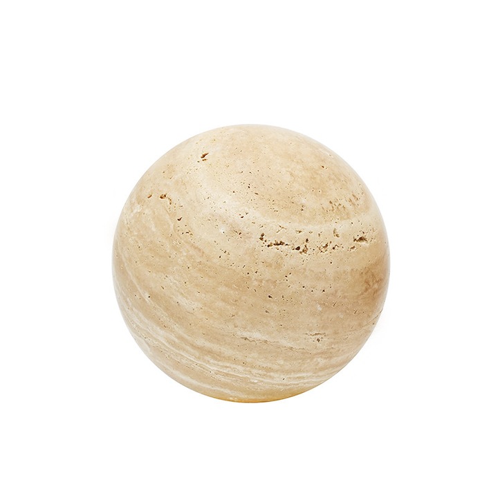 Sfera decorativa din travertin natural, bej, marmura, design modern, pentru interior