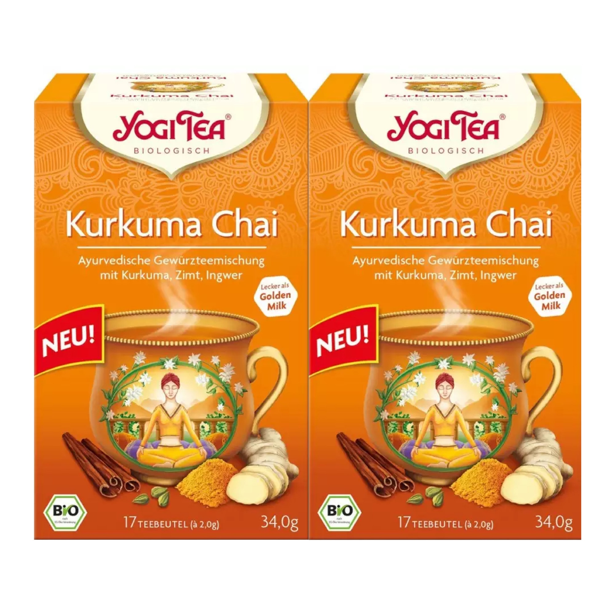 Set 2 x Ceai bio cu Turmeric, Yogi Tea, 17 plicuri, 34 g