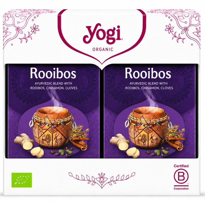 Set 2 x Ceai bio Rooibos, Yogi Tea, 17 plicuri, 30.6 g