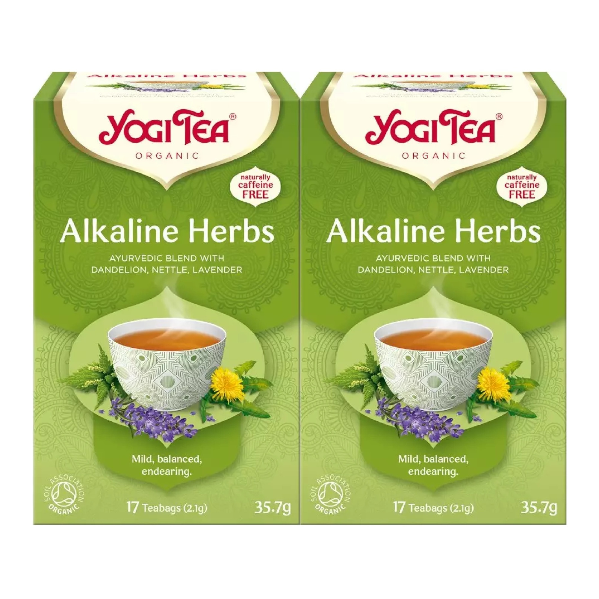 Set 2 x Ceai bio din plante alcaline, Yogi Tea, 17 plicuri, 35.7 g