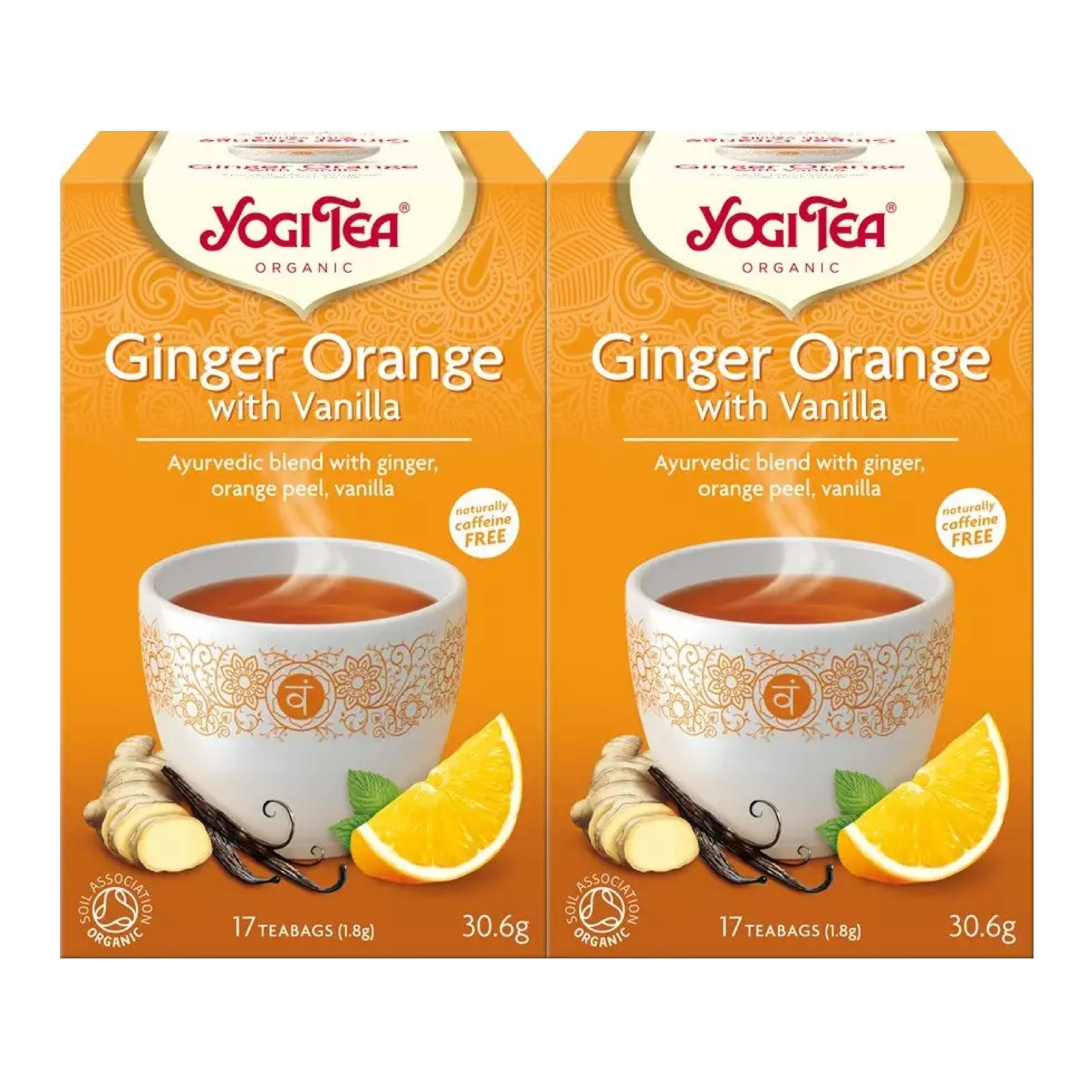Set 2 x Ceai bio ghimbir cu portocale si vanilie, Yogi Tea, 17 plicuri, 30.6 g