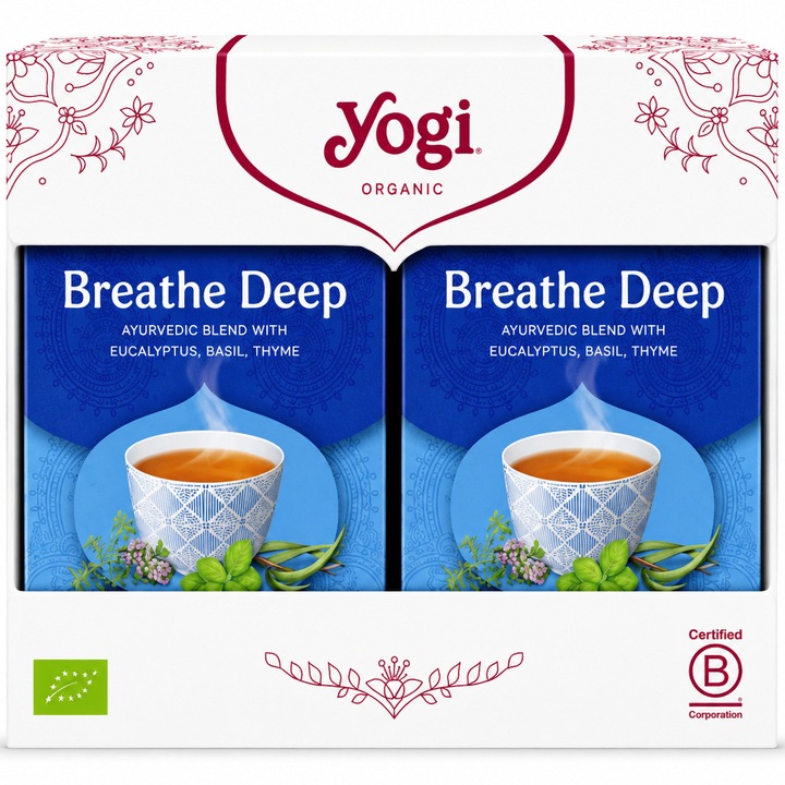 Set 2 x Ceai bio Respiratie Profunda,Yogi Tea, 17 plicuri, 30.6 g